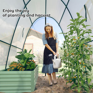 Outsunny 6' x 6' x 6.6' Hoop House Greenhouse with Sandbags and Hemmed PE Cover, Walk-In Tunnel Green House with 2 Doors and Screen Windows, Portable Greenhouse Gardening Plant Hot House, White