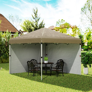 3 x 3 (M) Pop Up Gazebo, UPF 30+ with 2 Sidewalls, Leg Weight Bags and Wheeled Bag, Height Adjustable Party Tent Event Shelter for Garden, Patio, Khaki