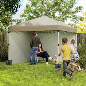 3 x 3 (M) Pop Up Gazebo, UPF 30+ with 2 Sidewalls, Leg Weight Bags and Wheeled Bag, Height Adjustable Party Tent Event Shelter for Garden, Patio, Khaki