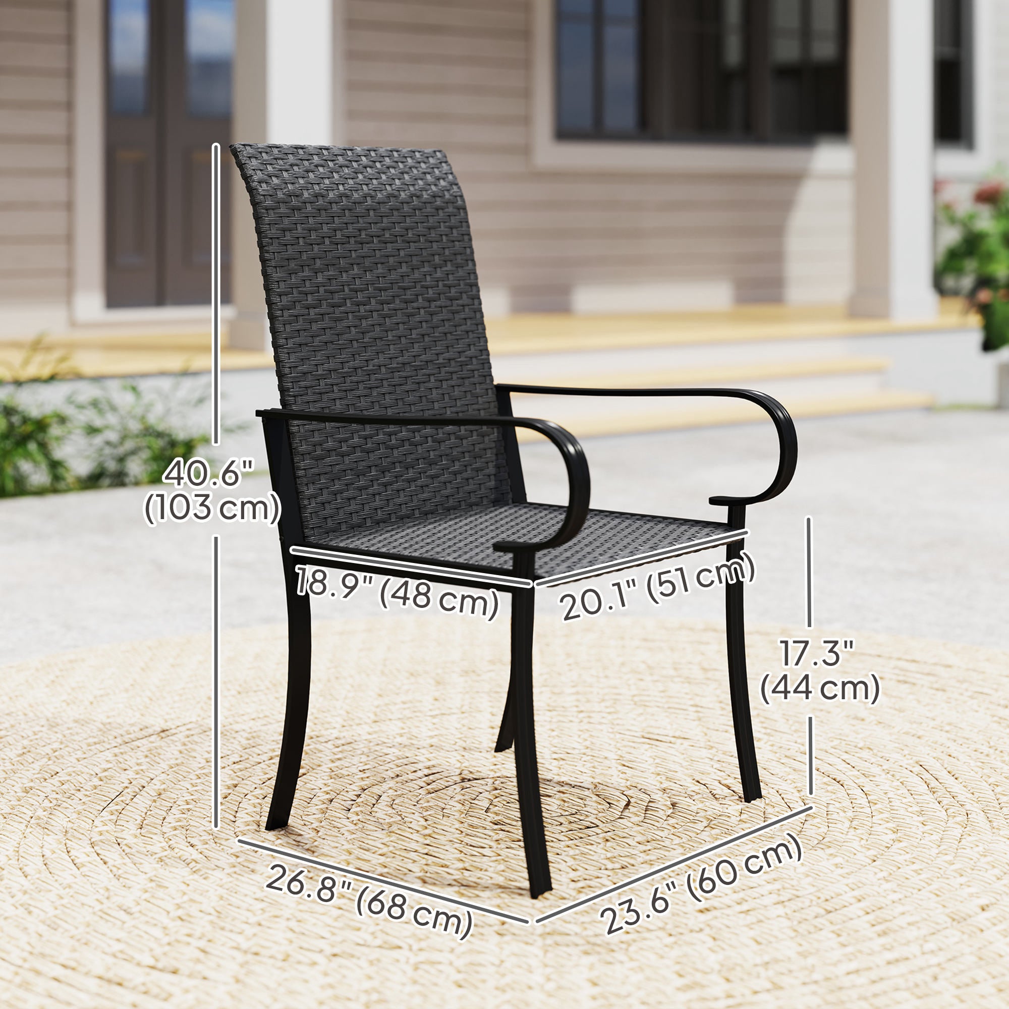 Outsunnny Patio Dining Chairs Set of 2, Outdoor PE Rattan