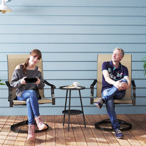 Outdoor Patio Swivel Chairs Set of 2, High Back Patio Dining Chairs with All-Weather Mesh Fabric and Metal Frame for Backyard, Lawn, Porch or Garden, Brown