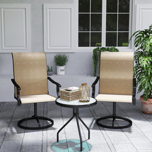Outdoor Patio Swivel Chairs Set of 2, High Back Patio Dining Chairs with All-Weather Mesh Fabric and Metal Frame for Backyard, Lawn, Porch or Garden, Brown