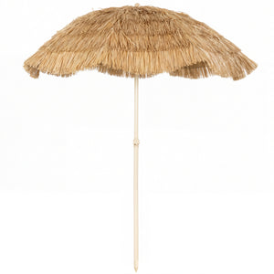 6FT Tiki Umbrella, Outdoor Hawaiian Style Patio Umbrella with 8 Ribs, Carry Bag, Outdoor Tiki Bar, Tropical Palapa for Pool, Beach, Khaki
