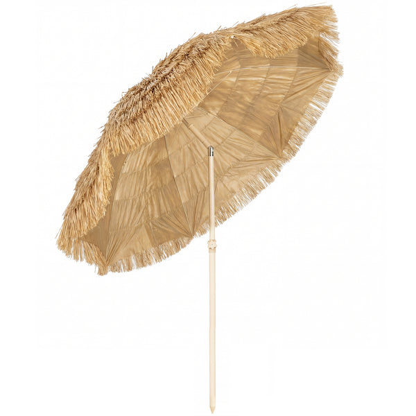 6FT Tiki Umbrella, Outdoor Hawaiian Style Patio Umbrella with 8 Ribs, Carry Bag, Outdoor Tiki Bar, Tropical Palapa for Pool, Beach, Khaki