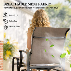 Outdoor Glider Chair with Ottoman, Patio Glider Set with 24.4" High Back, 22" Wide Seat, 2-Piece Outdoor Lounge Set with All-Weather Breathable Mesh for Porch, Garden, Backyard, Brown