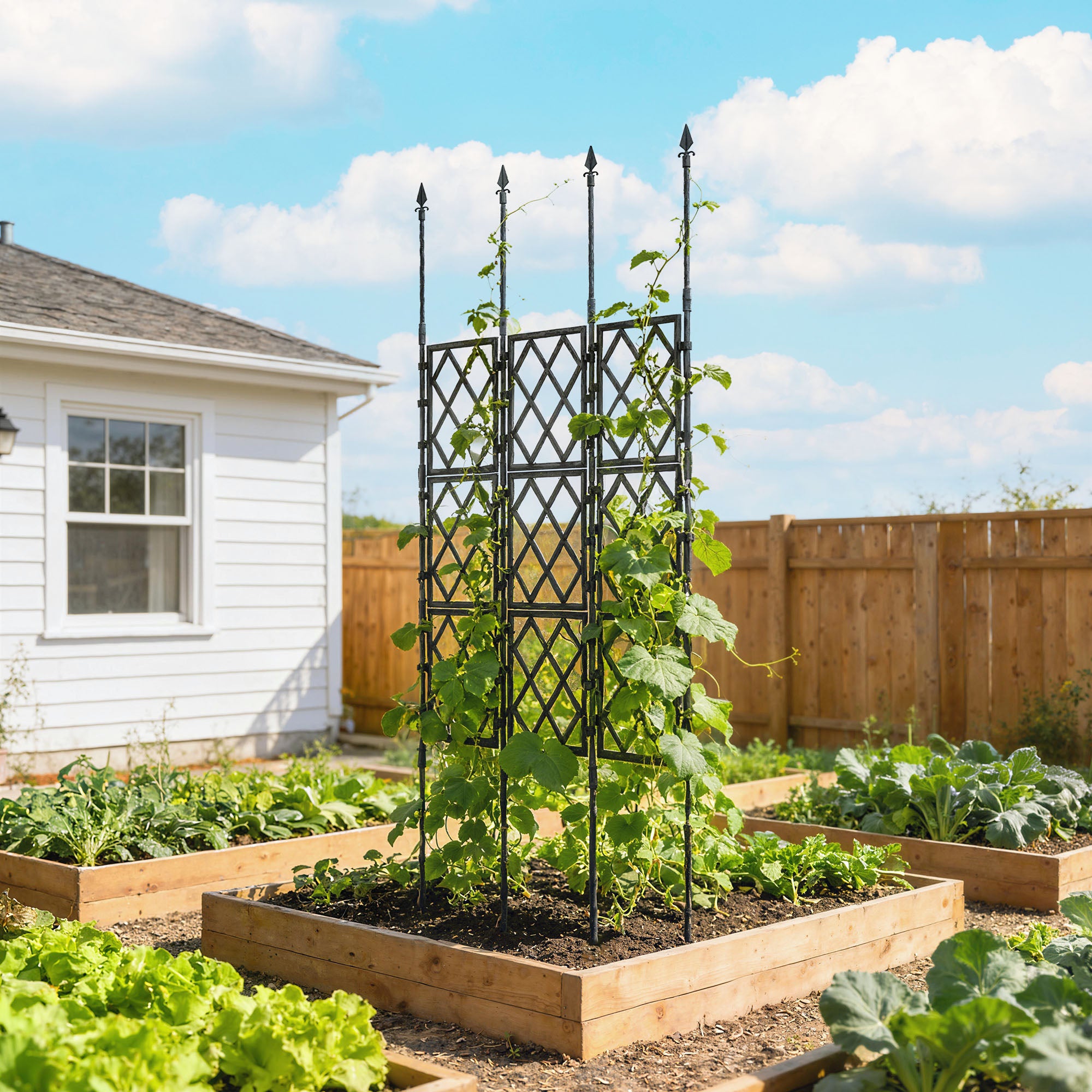black wooden garden trellis Outsunny Foldable Garden Trellis for Climbing Plants, 85 x 197 cm, Black