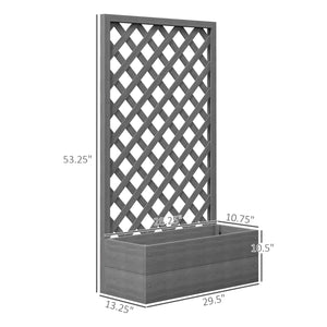 Outsunny Raised Garden Bed with Trellis Lattice, Wood Planter Box with Self Draining Gap, Freestanding Trellis Planter for Climbing Plants, Vines, Flowers, 29.5" x 13.25" x 53.25", Dark Gray