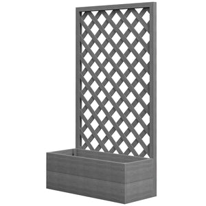 Outsunny Raised Garden Bed with Trellis Lattice, Wood Planter Box with Self Draining Gap, Freestanding Trellis Planter for Climbing Plants, Vines, Flowers, 29.5" x 13.25" x 53.25", Dark Gray