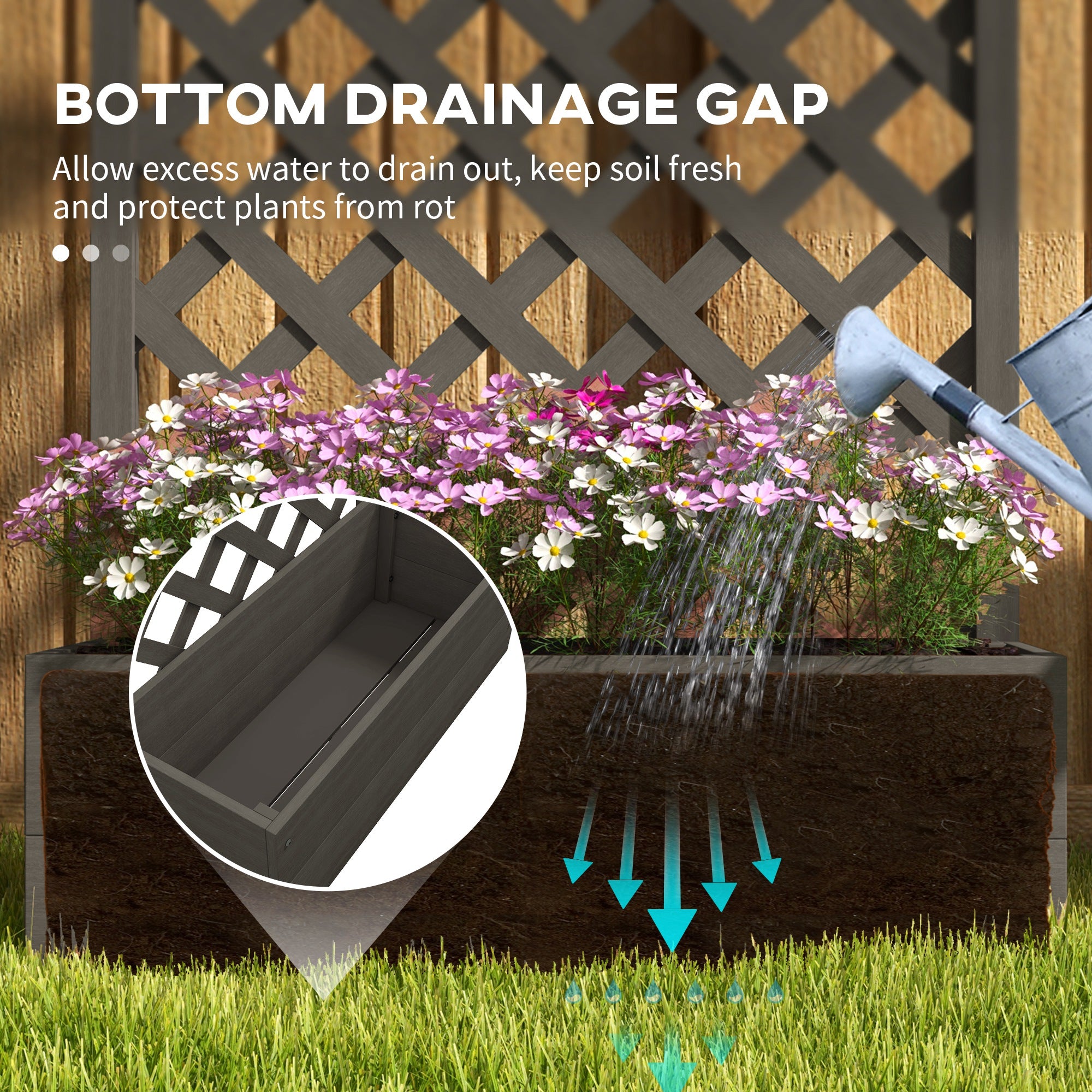 wooden trellis bunnings Outsunny Elegant Raised Garden Bed with Trellis & Self-Draining Design