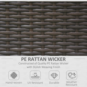 2 Pieces Outdoor PE Rattan Dining Chairs Set with Cushion, Garden Armchair with Armrests, High Backrest, Metal Frame Patio Wicker Furniture, Coffee