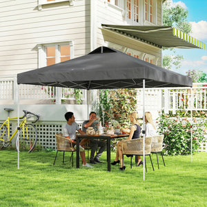 9.8' x 9.8' Pop Up Canopy, Waterproof Canopy Tent for Parties, Garden, BBQs, Easy Setup Instant Shelter and Garden Gazebo with Carrying Bag, Stakes and Ropes, Dark Grey