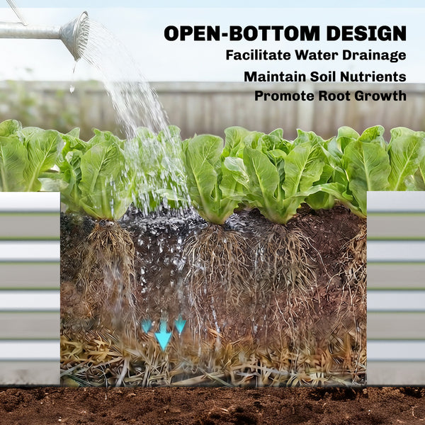 Galvanised Raised Garden Bed with Arched Trellis, 7 x 4 x 7ft Metal Outdoor Planter Box with Open Bottom Design, Modular Raised Bed with Gloves, Easy Assembly, Silver