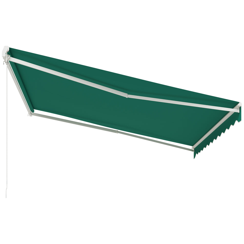 13' x 10' Electric Awning, Retractable Awning Sun Shade Shelter with Remote Controller, Manual Crank Handle and Aluminum Frame, for Deck, Balcony, Yard, Green
