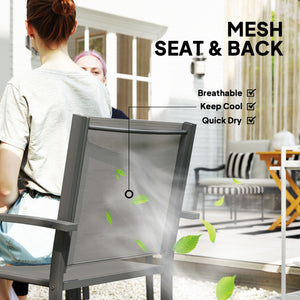 5 Piece Garden Furniture Set, Garden Dining Set with Round Table and 4 Stackable Chairs, Steel Frame, for Outdoor, Patio, Terraces, Dark Grey