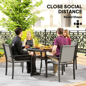 5 Piece Garden Furniture Set, Garden Dining Set with Round Table and 4 Stackable Chairs, Steel Frame, for Outdoor, Patio, Terraces, Dark Grey