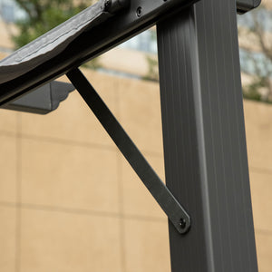 3 x 3(m) Pergola with Retractable Roof Canopy, Aluminium Frame Garden Gazebo Outdoor Sun Shade Shelter for Grill, Patio, Dark Grey