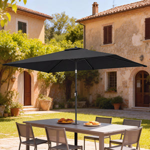 3x2m Garden Parasol, Parasol Umbrella with Crank Handle, Tilt Function, Polyester Canopy, Outdoor Table Umbrella for Patio, Garden, Black