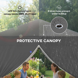 8.2 x 8.2 ft Pop Up Canopy Tent with 4 Sidewalls, UPF 50+ Easy Setup Outdoor Instant Canopy Portable Shelter with 4 Sandbags, Carry Bag, Adjustable Height, Dark Grey