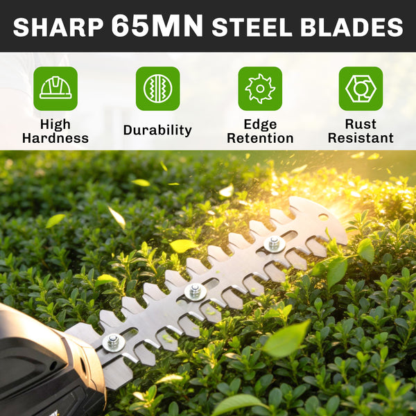 2-in-1 Cordless Hedge Trimmer & Grass Shear with 7.2V 2 x Rechargeable 2000mAh Batteries, 2 Changeable Blades, Charger, Lightweight Handheld Cutter for Bushes, Branches, Shrubs, Lawn Edging