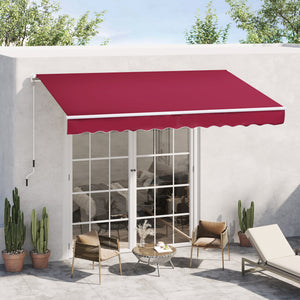 Outsunny 12' x 8' Retractable Awning Patio Awnings Sun Shade Shelter with Manual Crank Handle, 280g/m² UV & Water-Resistant Fabric and Aluminum Frame for Deck, Balcony, Yard, Red