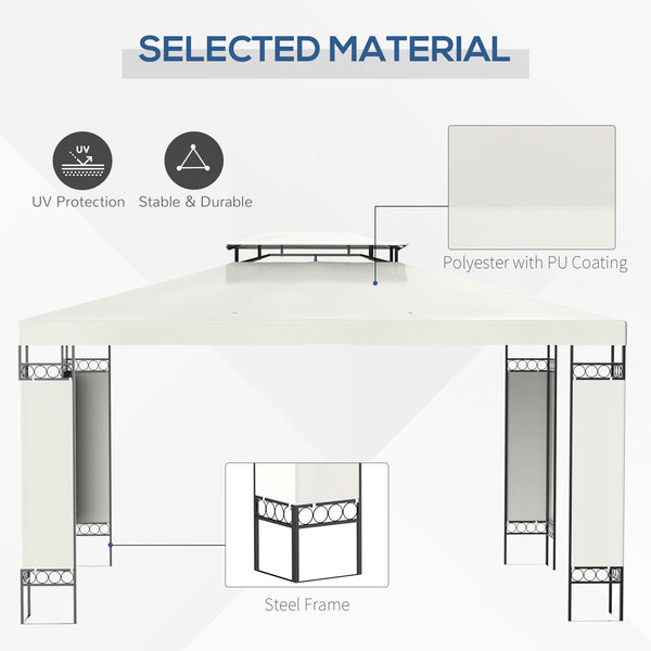 10' x 13' Outdoor Gazebo, Double Roof Patio Gazebo Canopy Shelter with Screen Decorate Corner Frame for Garden, Lawn, Backyard and Deck, White