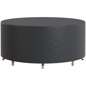 Round Garden Furniture Cover, Waterproof Garden Table Cover, 420D Heavy Duty Oxford for Outdoor Garden Table and Chairs, Φ214 x 70 cm, Black
