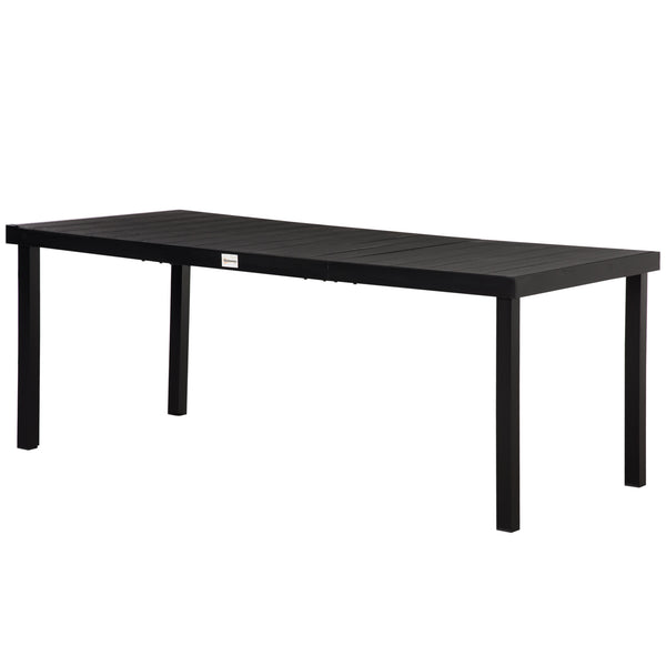 Outsunny 75" x 35" Outdoor Dining Table for 8 People, Rectangular Aluminum Frame Garden Table with All-Weather Faux Wood Top for Garden, Lawn, Patio, Black