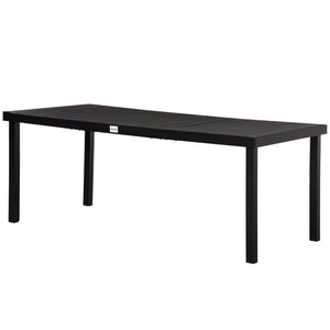 Garden Table for 8 People, Rectangular Aluminium Outdoor Dining Table with All-Weather Faux Wood Top for Garden, Patio, 190 x 90 x 74 cm, Black