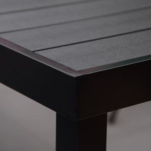 Garden Table for 8 People, Rectangular Aluminium Outdoor Dining Table with All-Weather Faux Wood Top for Garden, Patio, 190 x 90 x 74 cm, Black