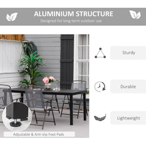 Garden Table for 8 People, Rectangular Aluminium Outdoor Dining Table with All-Weather Faux Wood Top for Garden, Patio, 190 x 90 x 74 cm, Black