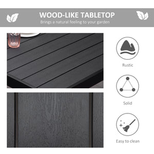 Garden Table for 8 People, Rectangular Aluminium Outdoor Dining Table with All-Weather Faux Wood Top for Garden, Patio, 190 x 90 x 74 cm, Black