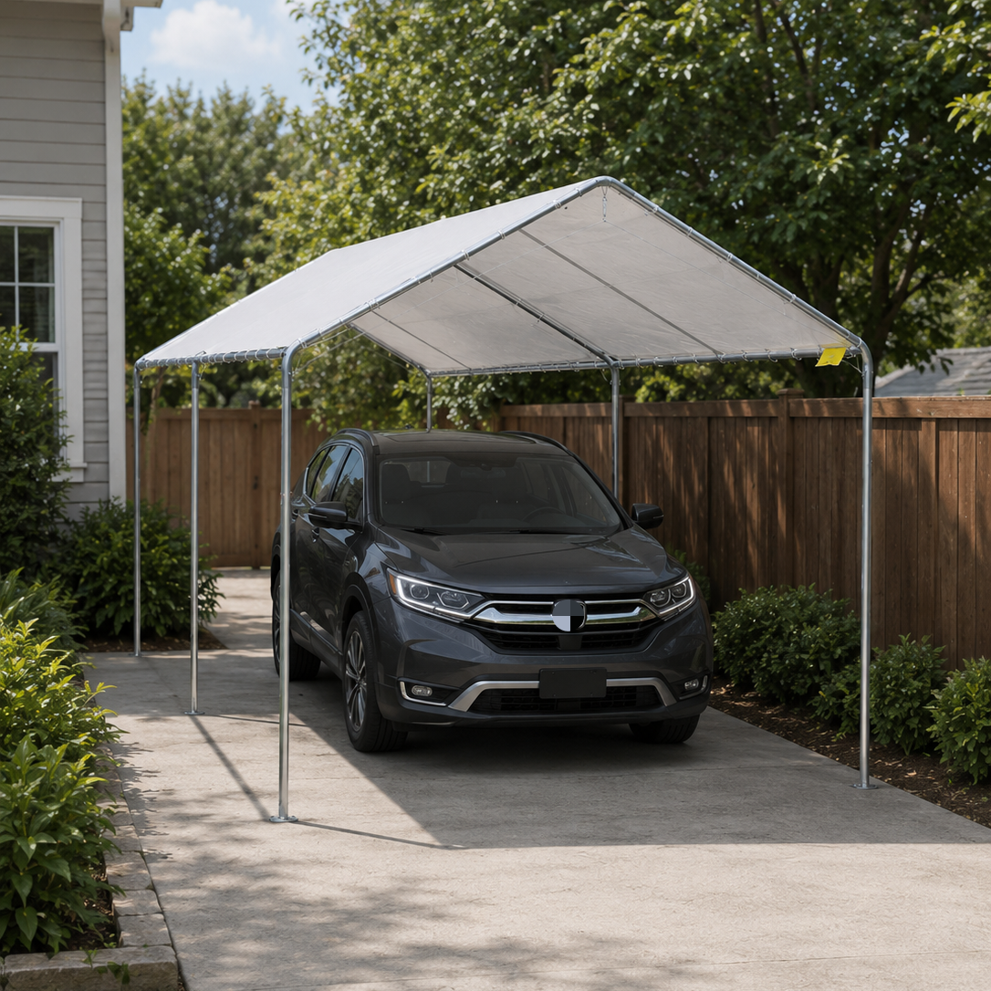 Outsunny 10'x 20' Heavy Duty Carport Car Canopy with Water UV Protection and Simple Open Design, Gray