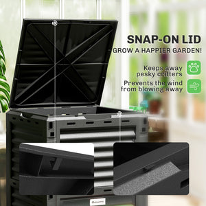 Garden Compost Bin 80 Gallon Outdoor Large Capacity Composter Fast Create Fertile Soil Aerating Box, Easy Assembly, Green