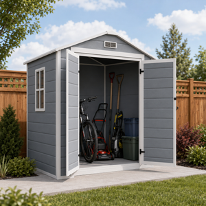 ResiHaven 6' x 4.5' Plastic Storage Shed with Double Doors & Vents, Grey