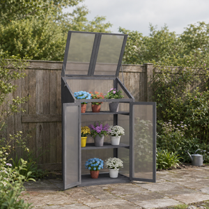 Wooden Cold Frame Polycarbonate Greenhouse,  Grey
