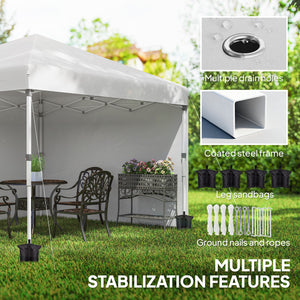 10' x 10' Pop Up Canopy Tent with Removable Sidewalls, Instant Shelter with Portable Roller Bag, 4 Sand Bags, Adjustable Height for Outdoor, Garden, Patio, White