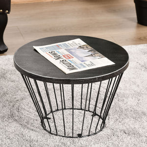 16" Steel Patio Side Table, Garden End Table with Hourglass Design, Accent Table for Outdoor and Indoor Use, Black