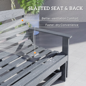 2-Person Outdoor Glider Bench Patio Double Swing Rocking Chair Loveseat w/ Slatted HDPE Frame for Backyard Garden Porch, Distressed Gray