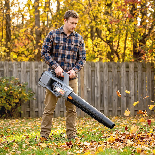 Leaf Blower Cordless with 2 x 4000mAh Batteries & Charger, 36V Lightweight Garden Blower with 1000W Brushless Motor, Turbo Boost and 3 Speed Levels for Leaves, Snow, Dust, Debris Removal