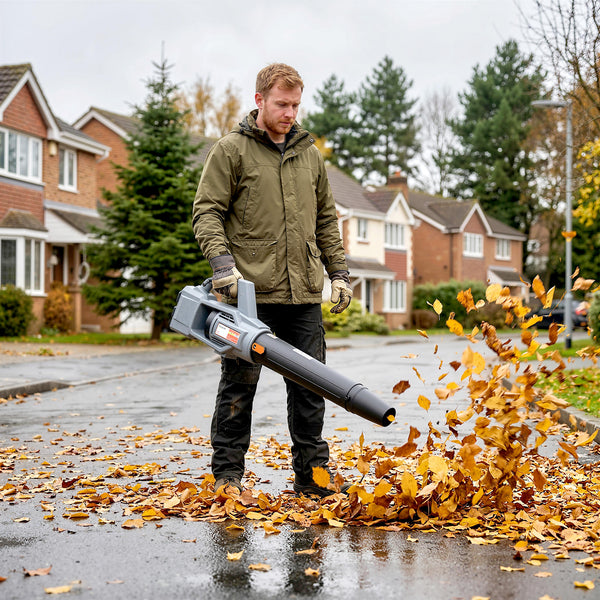 Leaf Blower Cordless with 2 x 4000mAh Batteries & Charger, 36V Lightweight Garden Blower with 1000W Brushless Motor, Turbo Boost and 3 Speed Levels for Leaves, Snow, Dust, Debris Removal