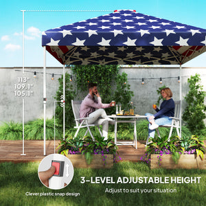 Outsunny 10' x 10' Pop Up Canopy Tent with Sidewall, Instant Sun Shelter with Storage Pockets, Vented Roof for Parties, Height Adjustable, with Carry Bag, Sand Bags for Outdoor, Patio, American Flag