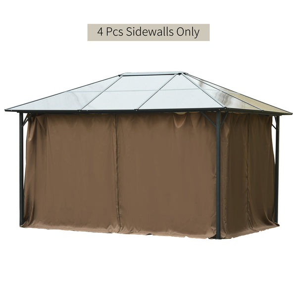 Outsunny 10' x 12' Universal Gazebo Sidewall Set with Panels, Hooks and C-Rings Included for Pergolas and Cabanas, Dark Brown