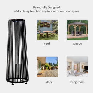 Wicker Solar Floor Lamp, 24" Solar Powered Outdoor Lamp with Auto On/Off LED Lights, IP44 Waterproof, Decorative Outdoor Lantern for Patio, Porch, Pathway, Black