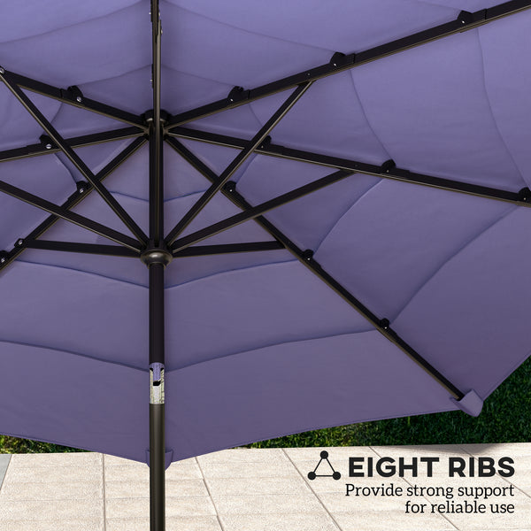 10.7FT Patio Umbrella with 8 Ribs, 4 Tiers Parasol with Crank, Push Button Tilt, Outdoor Table Umbrella for Backyard, Deck and Lawn, Purple