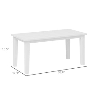 Outsunny HDPE Outdoor Coffee Table, All-Weather Rectangle Patio Coffee Table, Plastic Outdoor Patio Table with Slatted Tabletop for Garden, Balcony, Backyard, White