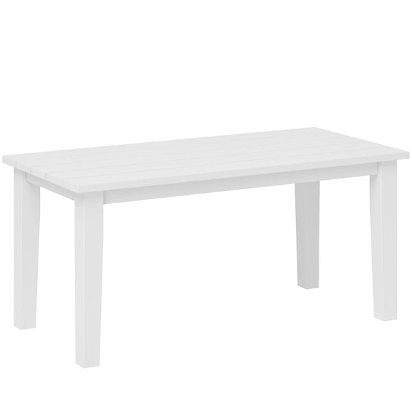 Outsunny HDPE Outdoor Coffee Table, All-Weather Rectangle Patio Coffee Table, Plastic Outdoor Patio Table with Slatted Tabletop for Garden, Balcony, Backyard, White