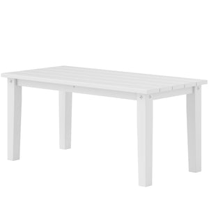 Outsunny HDPE Outdoor Coffee Table, All-Weather Rectangle Patio Coffee Table, Plastic Outdoor Patio Table with Slatted Tabletop for Garden, Balcony, Backyard, White