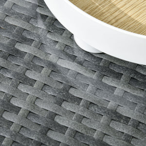 3 Pieces PE Rattan Garden Furniture Set with 10 cm Thick Cushions, 4 Seater Garden Corner Sofa Set with Glass Top Coffee Table, Outdoor Furniture for Patio, Porch, Beige