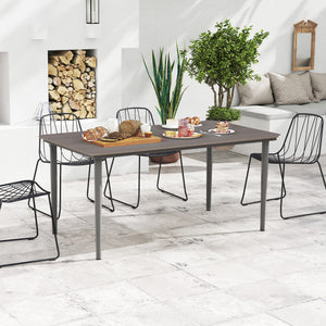 Garden Table, Outdoor Dining Table for 6 People, 160 x 90 x 74 cm, with Rust Resistant Metal Frame, WPC Top, for Balcony, Terrace, Dark Grey