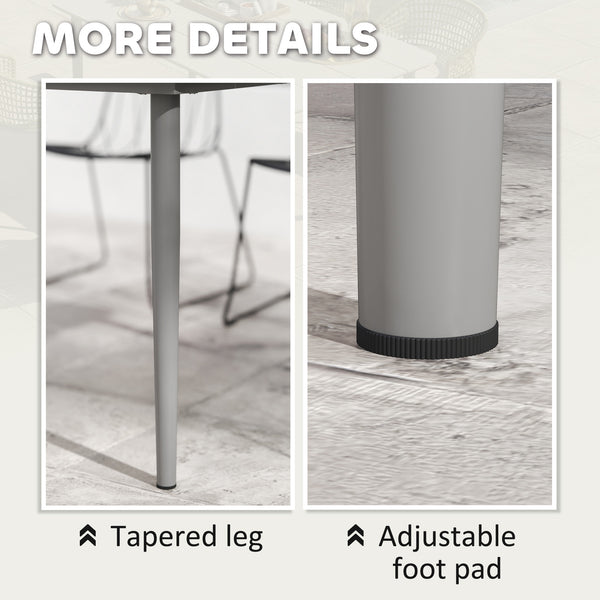 Garden Table, Outdoor Dining Table for 6 People, 160 x 90 x 74 cm, with Rust Resistant Metal Frame, WPC Top, for Balcony, Terrace, Dark Grey